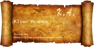 Klier Aranka névjegykártya